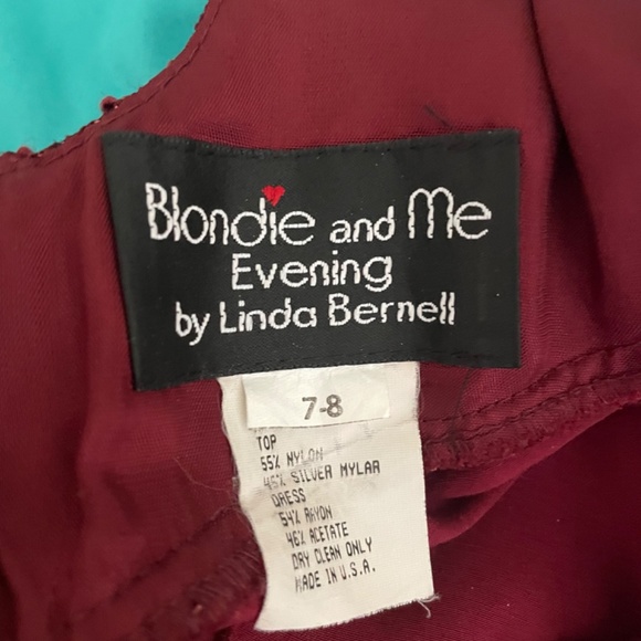 Blondie&Me Evening Wine Satin Dress By Linda Bernell Backless&Sleeveless - Picture 4 of 13